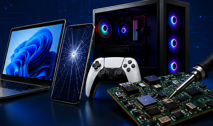 computer phone console and microsoldering repair